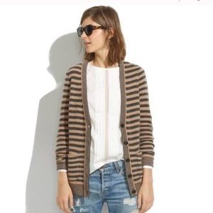 Madewell tan & gray striped cardigan